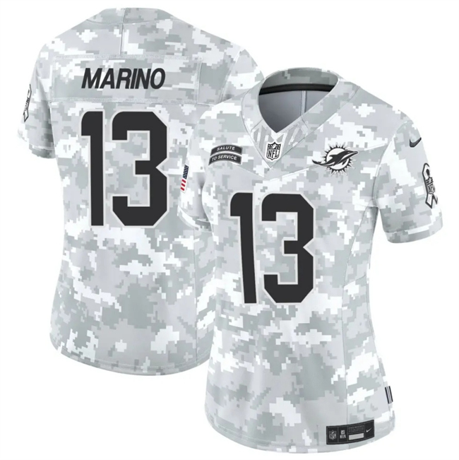 Women's Arctic Camo Miami Dolphins #13 Dan Marino 2024 F.U.S.E Salute to Service Limited Stitched Football Jersey(Run Small)